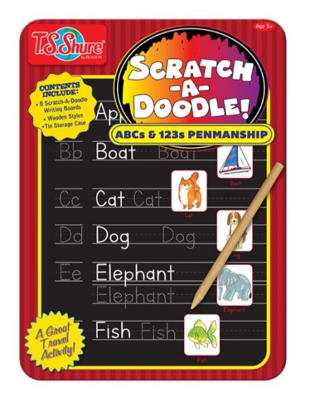 Magnetic Tin Playset : Scratch a Doodle Bendon (ABC & 123)