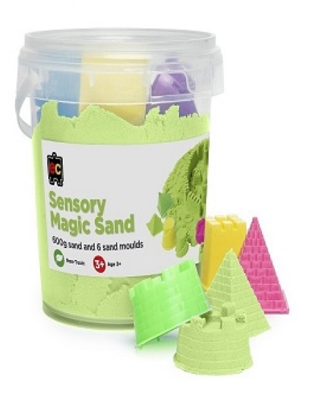 Sensory Magic Sand with Moulds 600g Tub Green