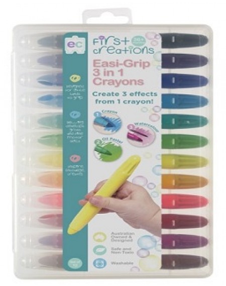 Easi-Grip 3 in 1 Crayons Set of 12