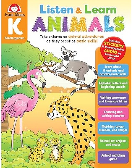 Listen and Learn: Animals, Kindergarten Workbook: Animals, Grade K