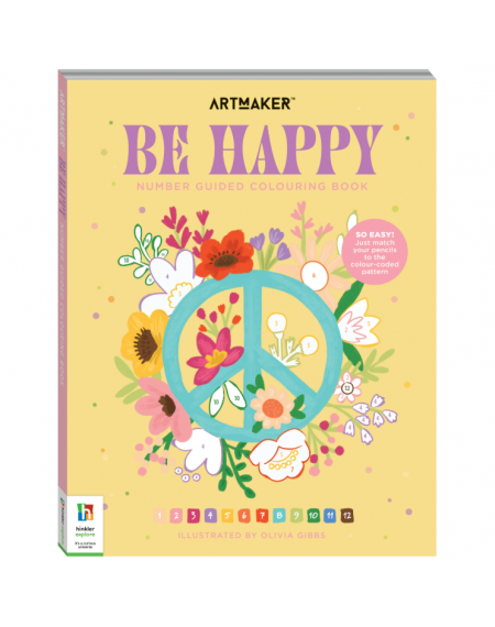 Number Guided Colouring Book: Be Happy