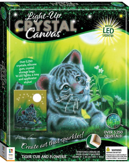 Light-up Crystal Canvas Tiger Cub and Flowers