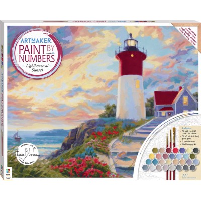 Paint by Numbers Canvas: Lighthouse at Sunset