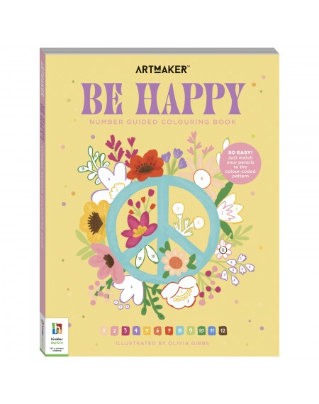 Number Guided Colouring Book: Be Happy