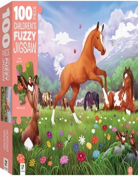 100 Piece Children's Fuzzy Jigsaw: Horsing Around