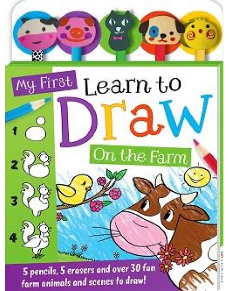 My First Learn to Draw: On the Farm 5-Pencil Set