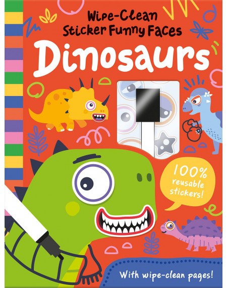 Wipe Clean Sticker Funny Faces Dinosaurs