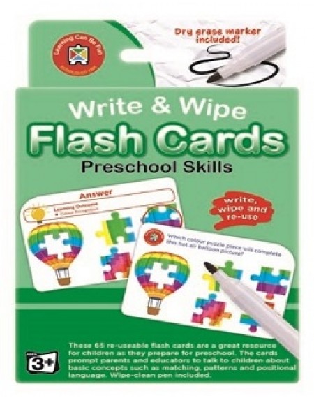 Flash Cards Write & Wipe Preschool Skills w/marker