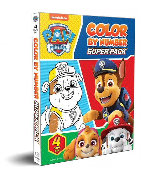 Paw Patrol Color By Number Super Boxset : Pack of 4 Coloring Books For Kids