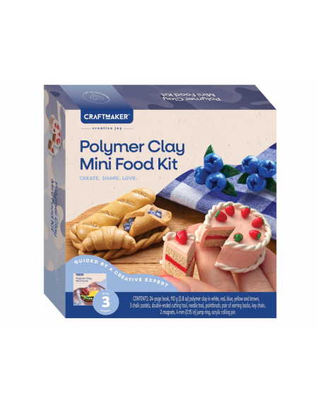 Mini Polymer Clay Food Kit for Crafts, Sculpting Kit with Tools, Chalk, Roller and Polymer Clay for Making Miniature Sausages, Cakes and Earrings Set (Hinkler)